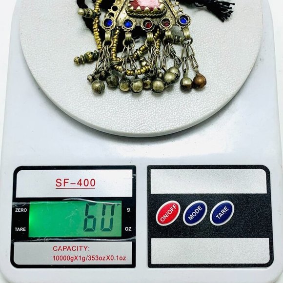 Vintage Triangular Amulet Style Pendant Necklace, Beaded Chain Necklace - Picture 12 of 13